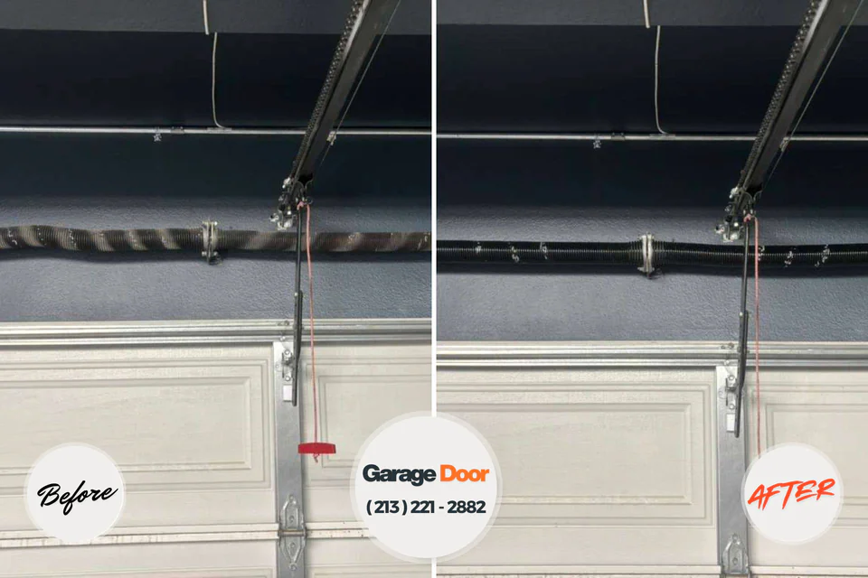 Before and after: garage door repair Meridian Hills, IN